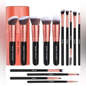 NWT BS-MALL 14 Piece Rose Gold Makeup Brushes Set With Case